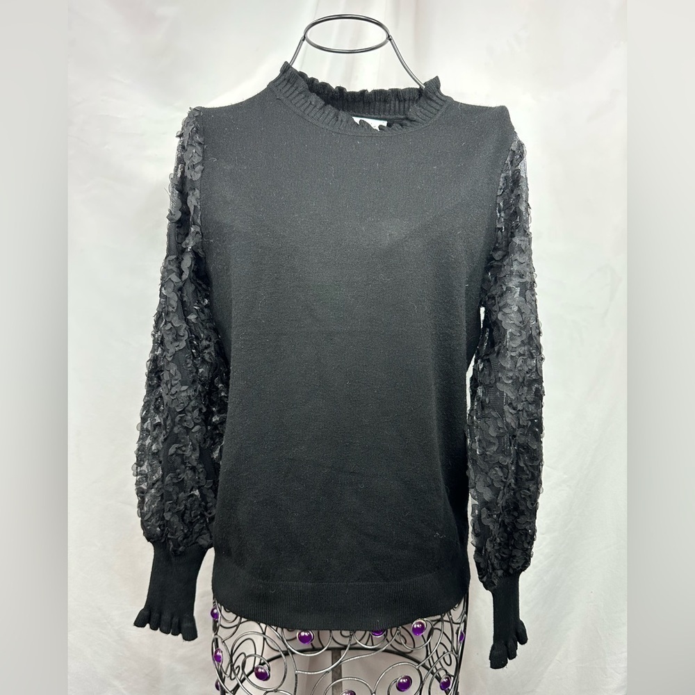 Sioni Milano floral sheer mock neck sweater size S